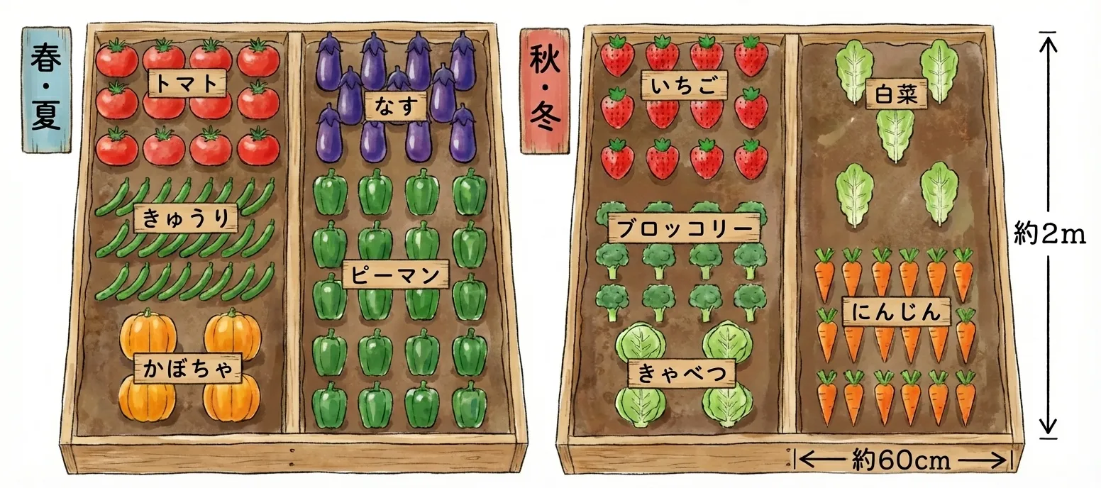 1区画（3㎡）の作付イメージ図