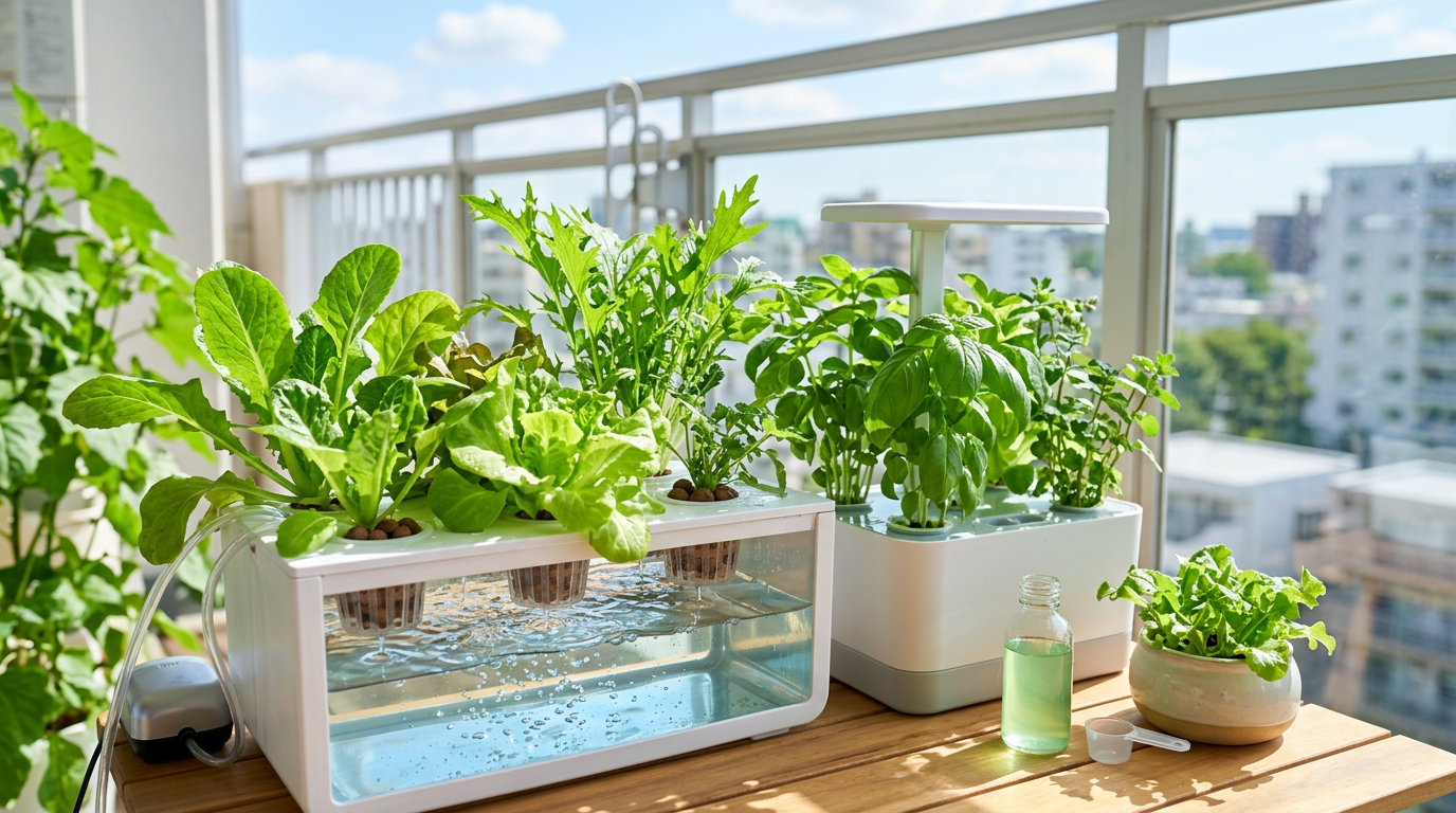 水耕栽培は初心者でも簡単！キットや自作で楽しむベランダ菜園の始め方